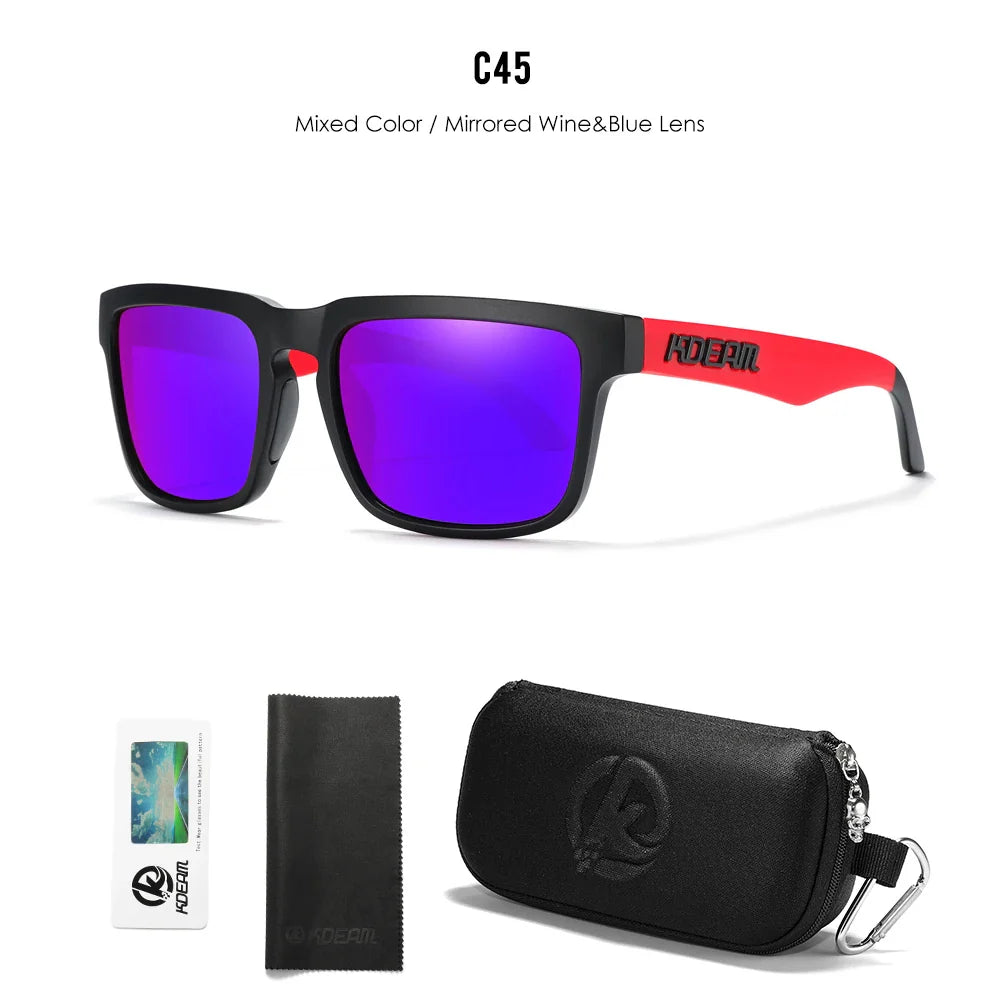 KDEAM Men/ Women Polarized Sunglasses Square Casual With Zipper Case